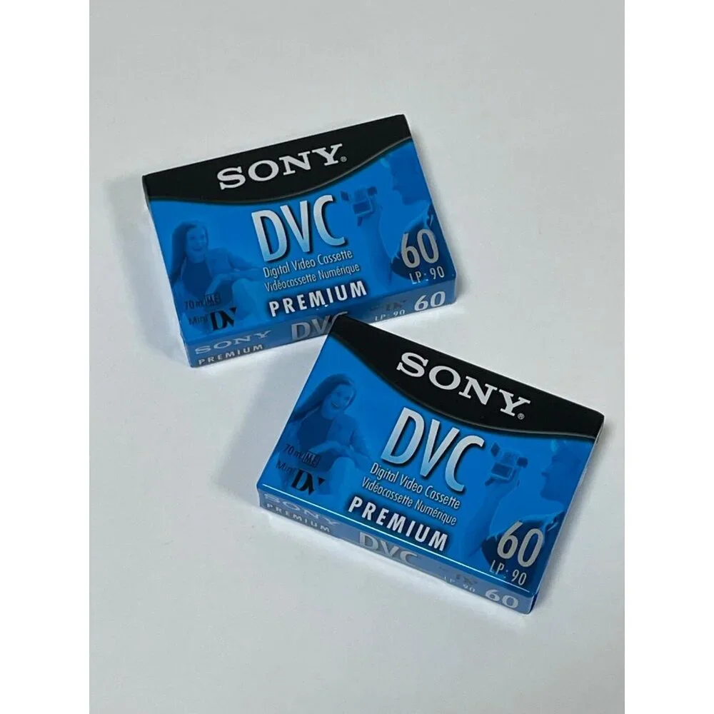 Set of 2 Sony DVC Digital Video Mini DV Premium Cassette Tape - 60 Minutes LP-90